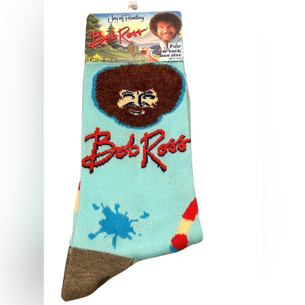 Bob Ross Art Graphic Crew Socks | 1 Pair | NWT | O/S Unisex Adult